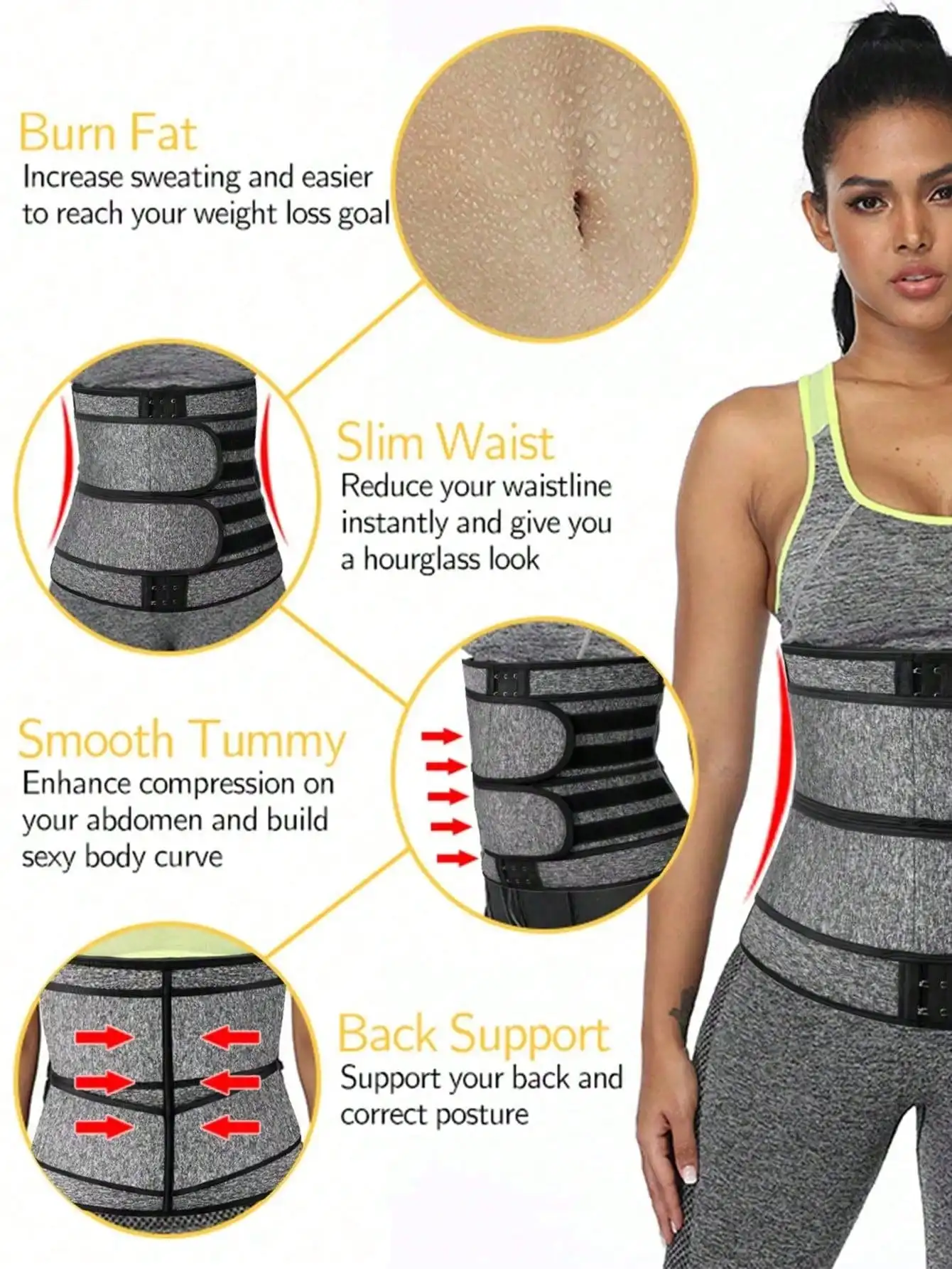 เข็มขัดรัดหน้าท้องสำหรับผู้หญิง, เข็มขัดกระชับสัดส่วน, เข็มขัดรัดหน้าท้องแบบสองชั้น, ชุดกระชับสัดส่วน, เข็มขัดรัดเอวสำหรับเล่นกีฬา