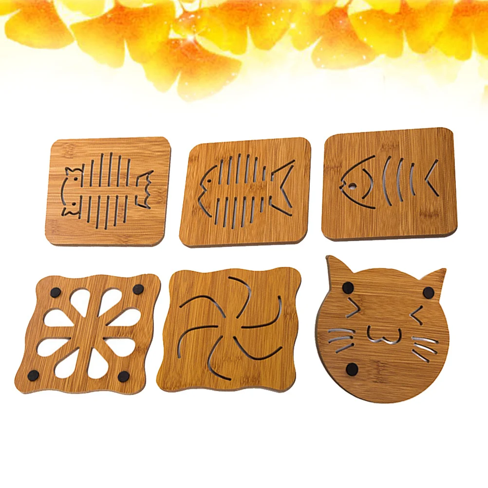 

6pcs Wooden Coaster Set Round Heat Resistant Mug Mat For Home Bar Office Use Natural Wood Grain Cup Pad Coasters For Drinks