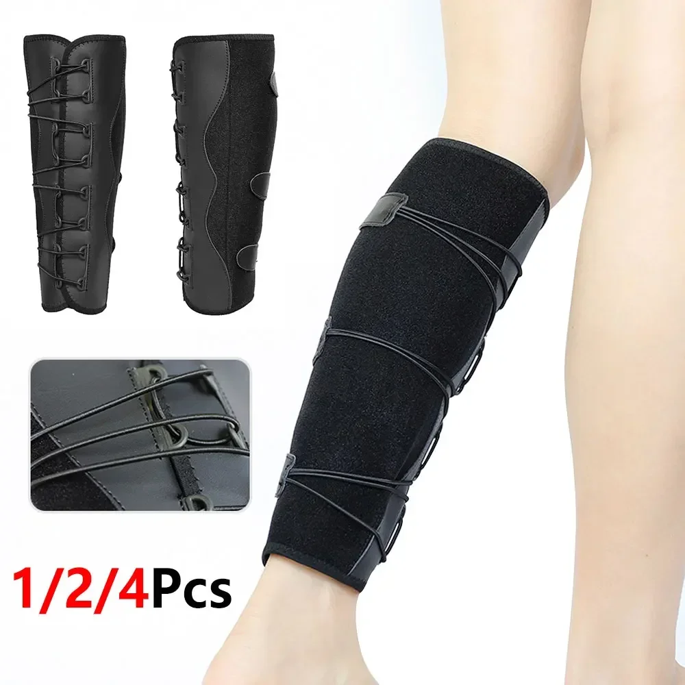 1/2/4Pcs Elastic Bungee Lace Calf Support Wrap, Adjustable Shin Splint Brace Stabilizer, Multi Compression Leg Guard for Running