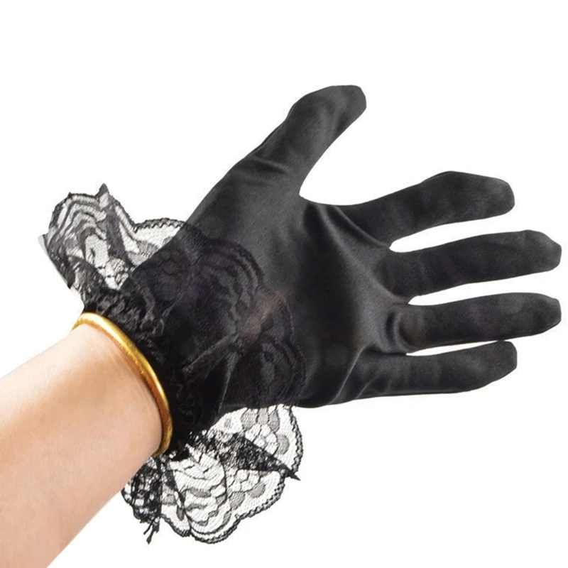 Funny Skull Pattern Gloves Gothic Birthday Party Cosplay Carnivals Lace Cuffs Gloves Halloween Costume Scary Gloves