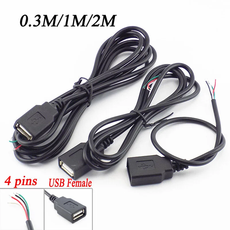 5V Micro USB 2.0 4-pinowe żeńskie gniazdo 4-przewodowe złącze przedłużacz DIY Transport danych Przewód do ładowania Linia 0,3 m/1 m/2 m Adapter