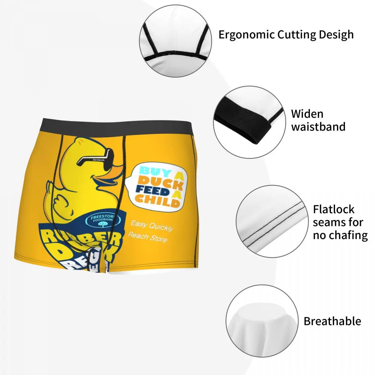 cartoon Yellow Duck Men's Boxer Briefs Highly Breathable Underwear Top Quality Print Shorts Birthday Gifts