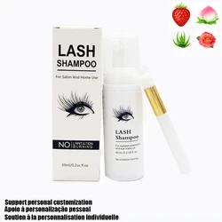 Shampooing pour extension de cils avec brosse à mousse, lifting des cils, mousse pour colle propre, étiquette en gros, nettoyant pour cils, livres, 60ml