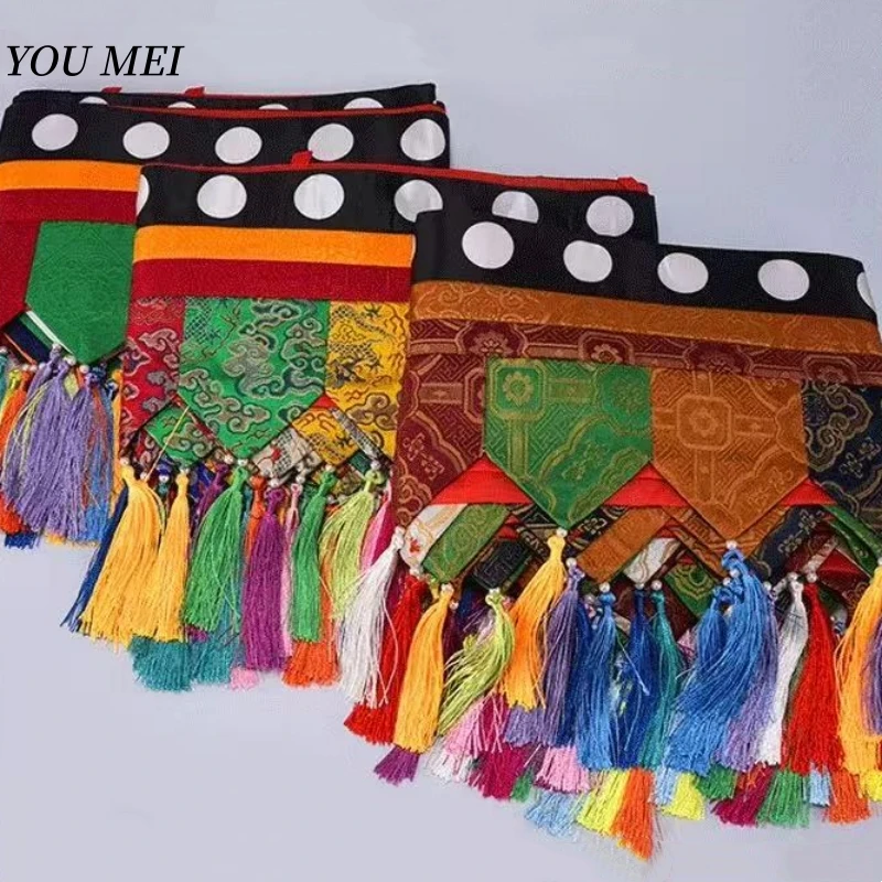

Tibetan Auspicious Curtain Flags,Colorful Embroidery Handicrafts,5 m Buddhist Hall Plain Floral Hanging Curtain Buddhist Item