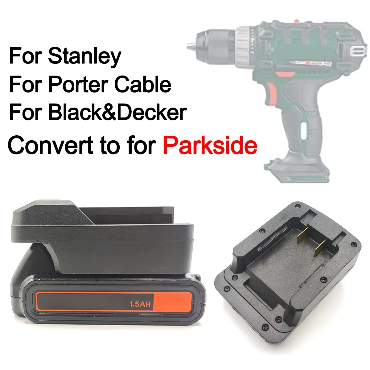 for Black Decker/Porter Cable/Stanley 18/20V Li-ion Battery Convert to for Parkside 20V Power Tools Battery Adapter Converter