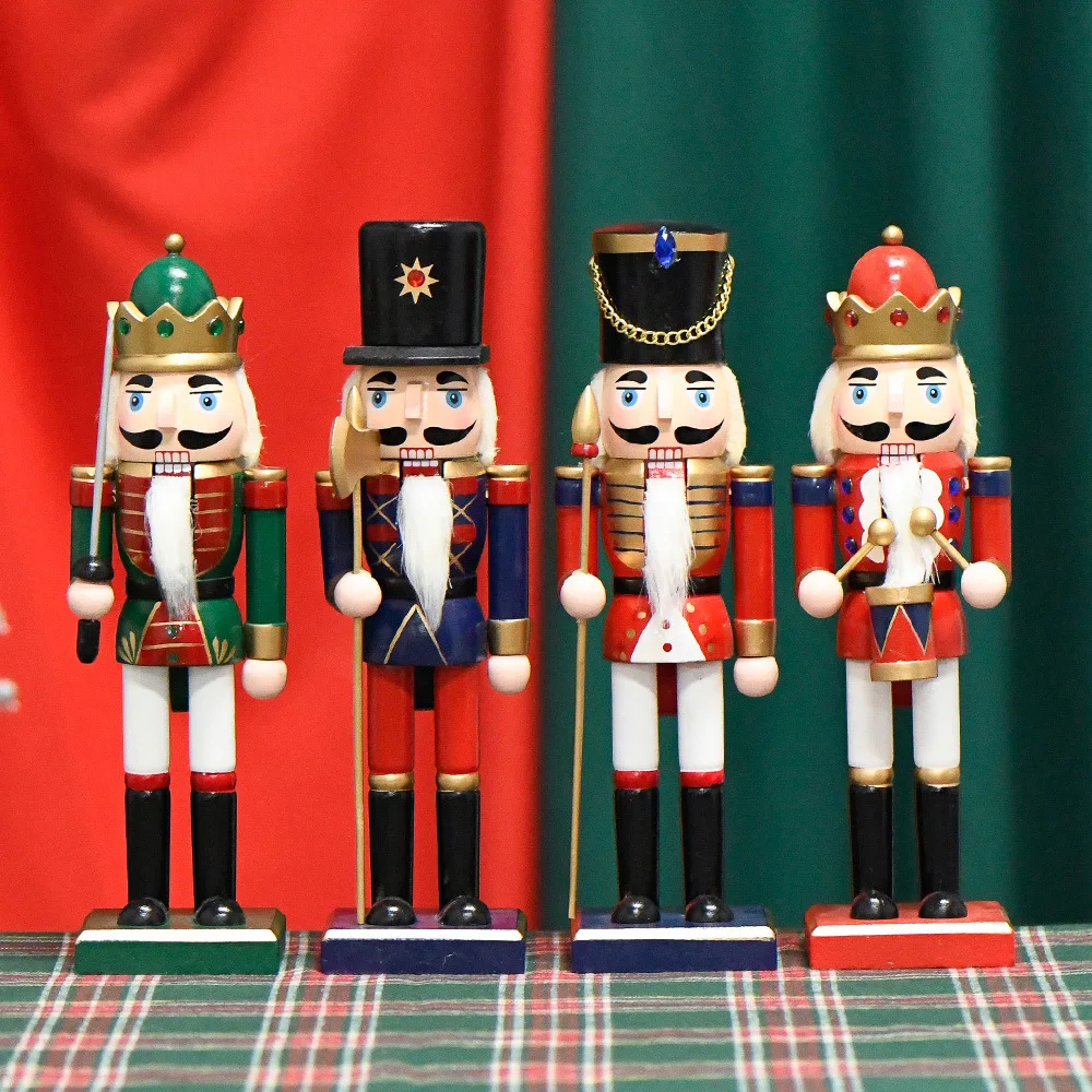 25CM Christmas Nutcracker Puppet Wooden King Soldier Doll Vintage Handcrafts New Year Gift Party Ornament Home Decoration Ht225