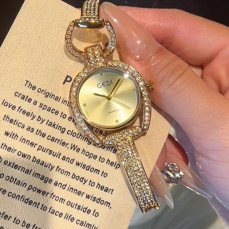 

Women's watch, luxurious and stylish, with a minimalist design and elegant openwork bracelet style. A trendy gift for women.