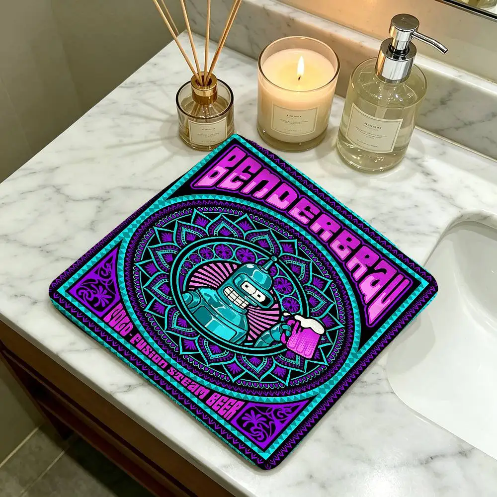 Cartoon F-Futurama B-Bender Anime Thickened Polyester Cotton Hanging Towel, High Absorbent Hand Wiping Towel for Indoor Use