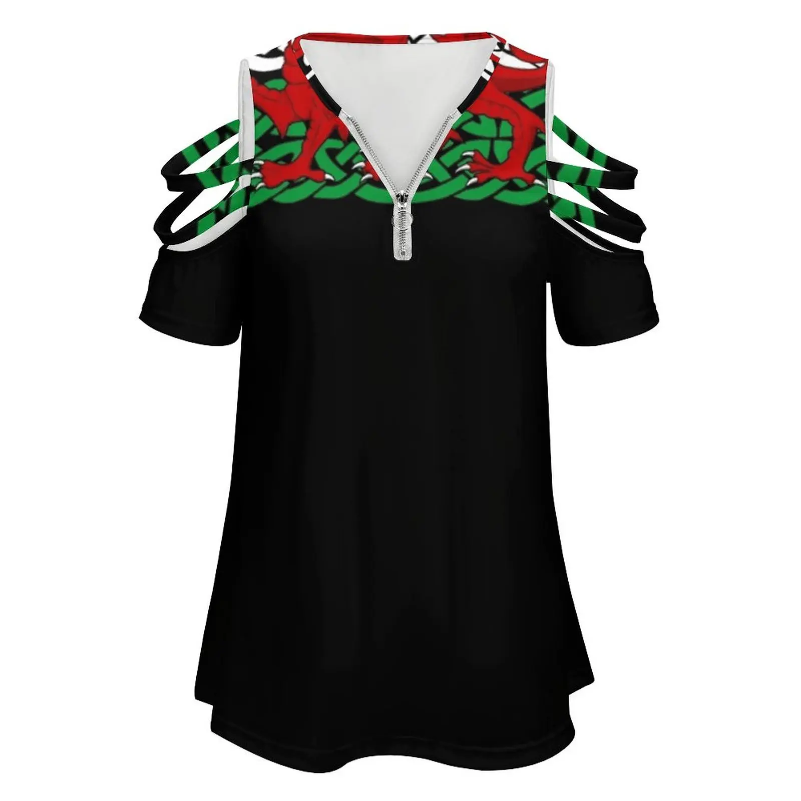 Y Ddraig Goch Fashion Print Women Ladies Girls T-Shirt Harajuku Round Neck Short Sleeve Tops & Tees Welsh Dragon Y Draig Goch