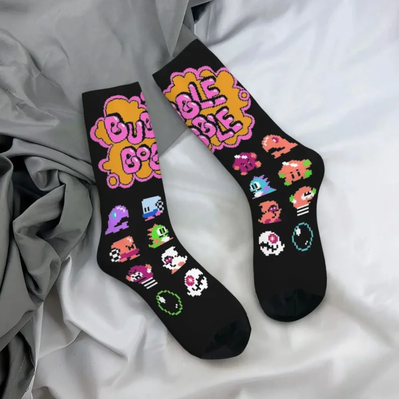 Bubble Bobble-Chaussettes pour hommes et femmes, drôles, heureux, printemps, été, automne, hiver, cadeaux