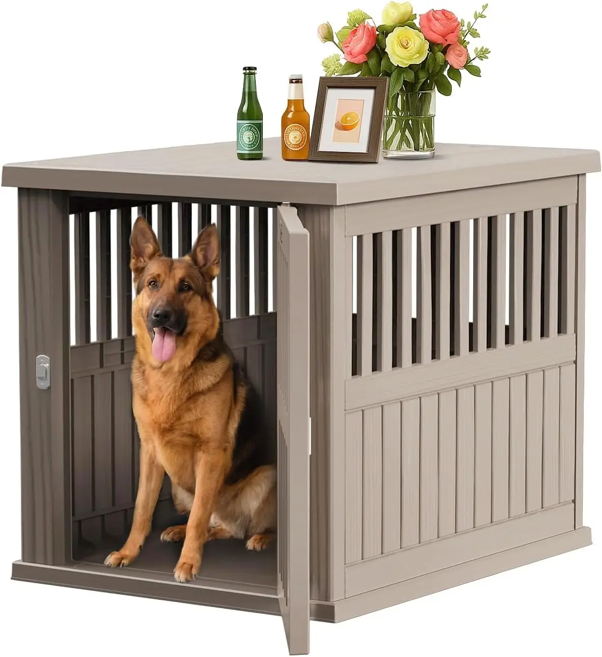 

42 Inch Dog Crate Furniture Lockable Dog Kennel Indoor for Large Dogs and Medium Heavy Duty Pet Crate Decorative Pet Cage