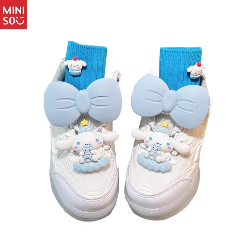 Miniso 2025 Princess Heelys - حذاء دوار لامع أبيض للفتيات، بعجلتين #5