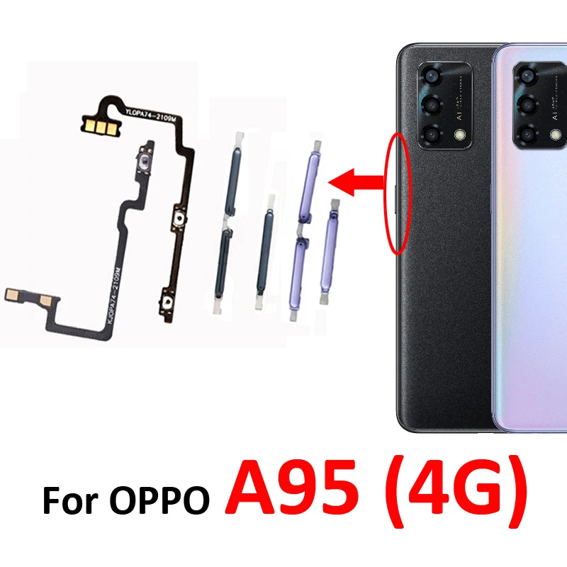 For Oppo A95 4G CPH2365 Phone New Power Volume Button On Off Up Down External Key With Internal Flex Cable Repair Parts