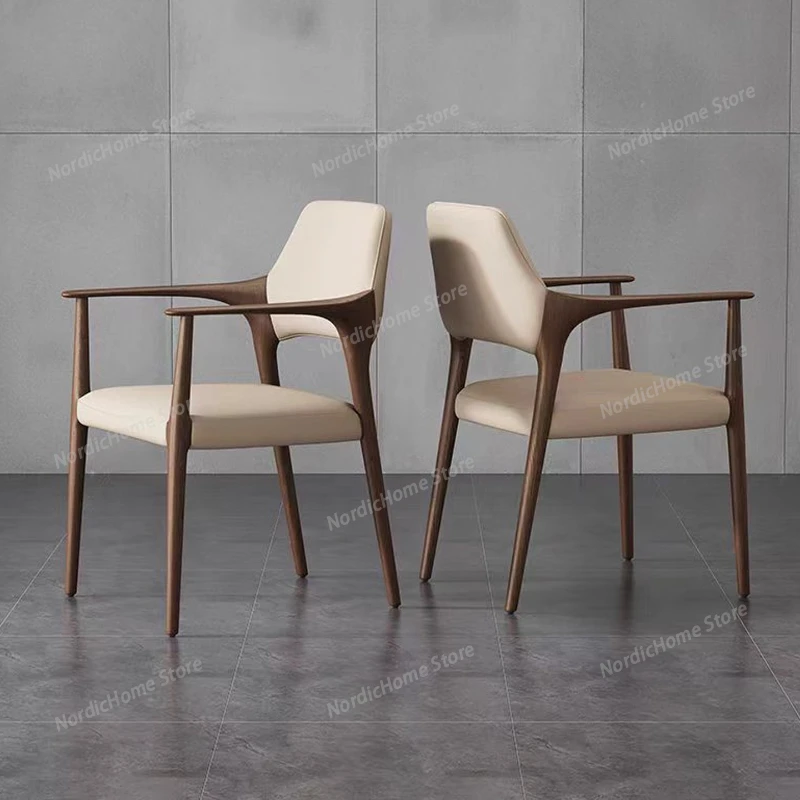 Nordic Modern Dining Chairs Cafe Solid Wood Soft Backrest Hotel Dining Chairs Outdoor Luxury Home Furniture Silla Comedor