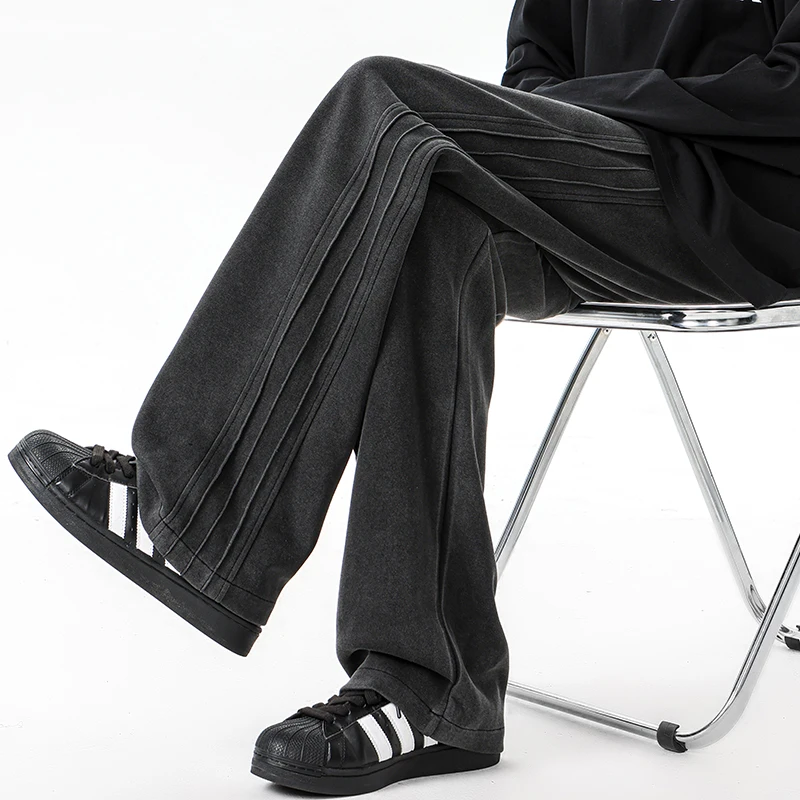 

Мужские прямые спортивные штаны American Sle с тяжелой талией, свободные спортивные повседневные брюки на осень-зиму