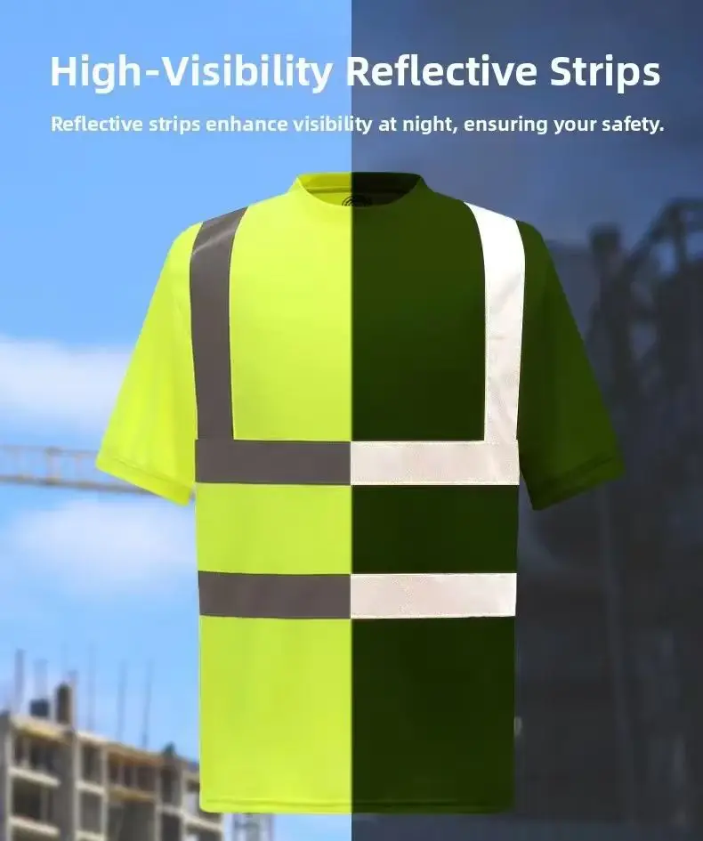 2026 Outdoor-Hemd Fluoreszierendes Hochsichtbares Sicherheits-Arbeitshemd Atmungsaktives Sommer-Arbeits-T-Shirt Reflektierende Weste Schnelltrocknend – Detail 2