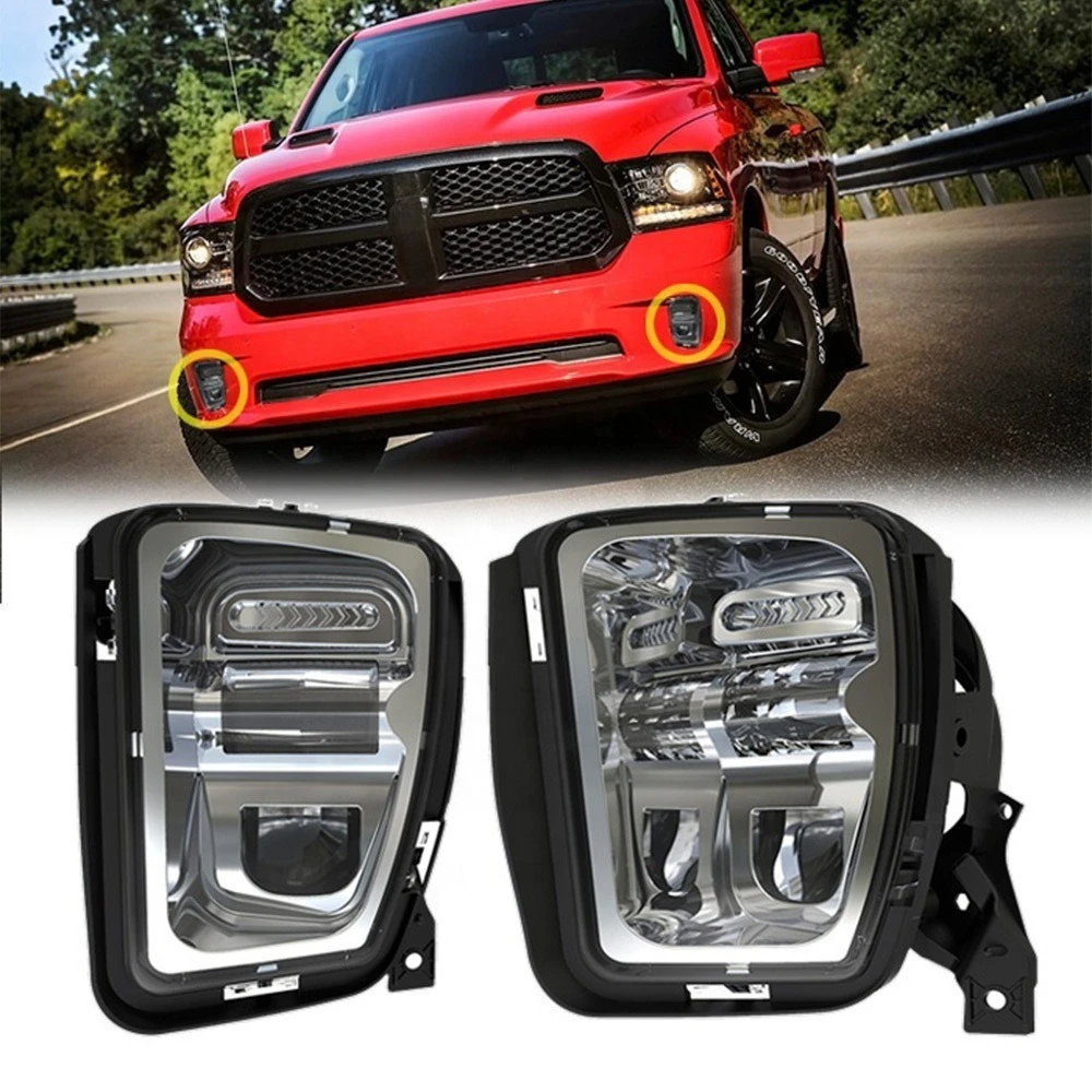 

For Dodge Ram 1500 2013-2018 LED Fog Kit High Power White Lamp Front Bumper Driving Lights Car Styling Modification Accessories
