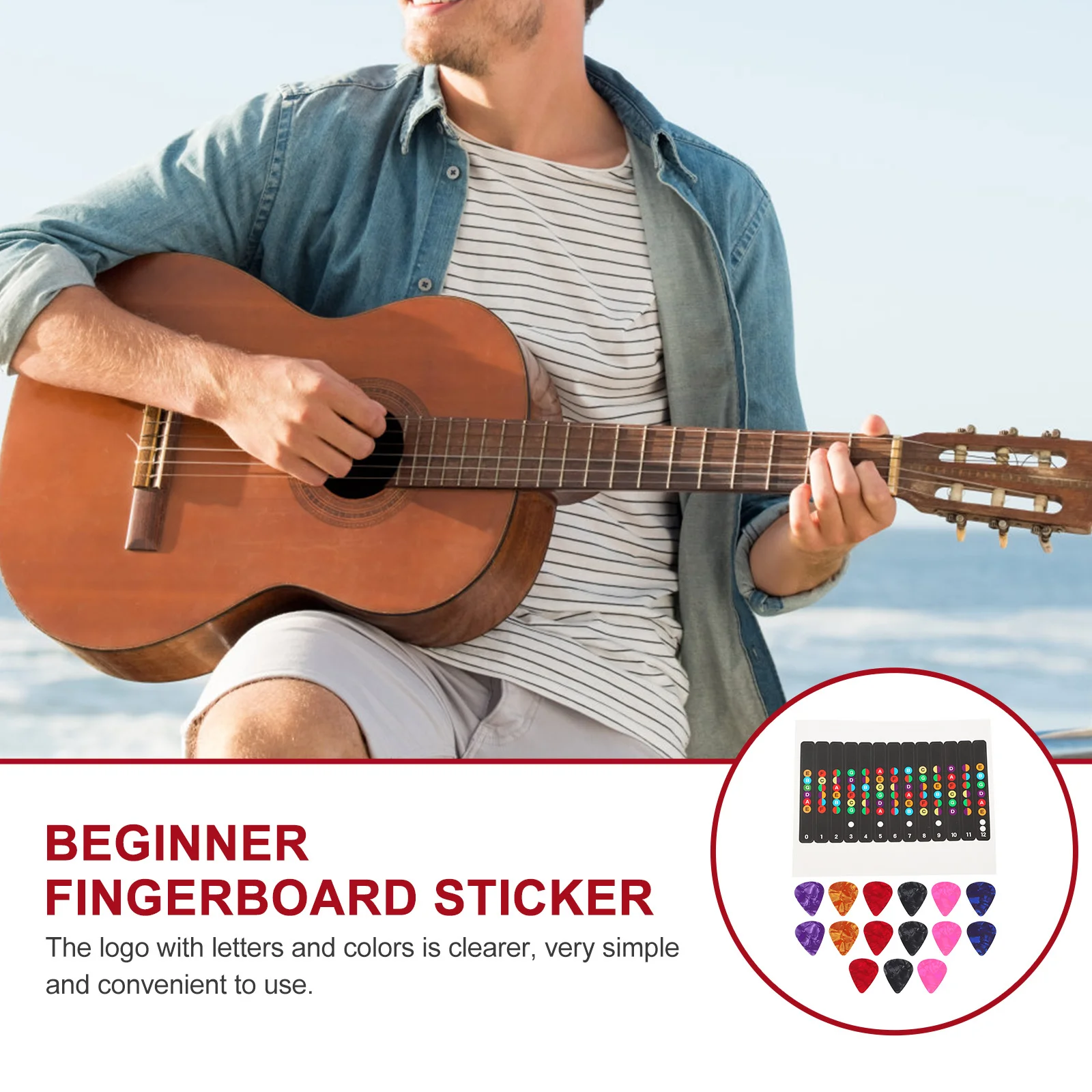 

3Sets Guitar Fingerboard Sticker Set Easy Apply Durable Guitar Fretboard Notes Beginner Practice Tools Fingerboard Stickers