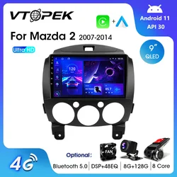 Vtopek 2Din For Mazda2 2007-2014 4G Android 11 Car Stereo Radio Multimedia Video Player Navigation GPS Head Unit Carplay