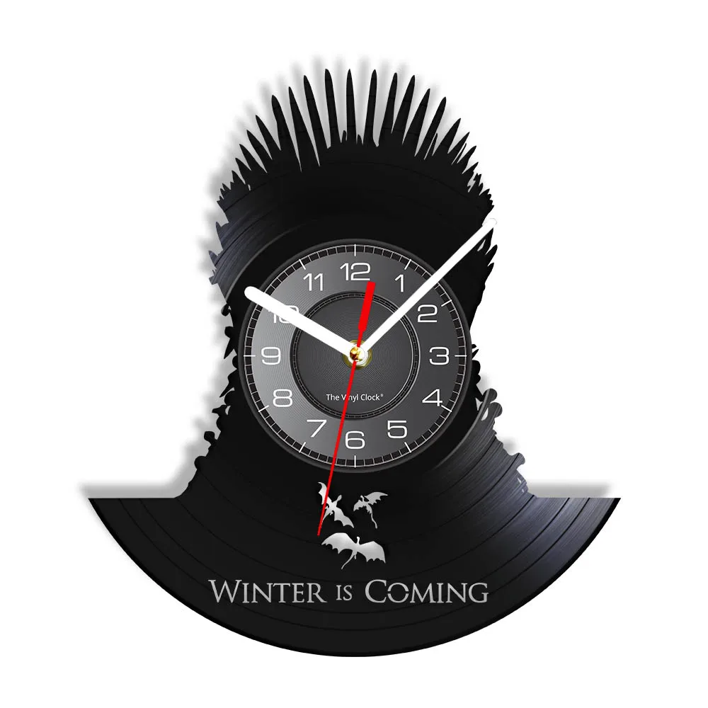 NONE Haus Targaryen Vinyl Record Wanduhr TV Show Fantasie Wohnkultur Uhr Eis Und Feuer Drache Geschnitzt Album Musik Longplay uhr 7