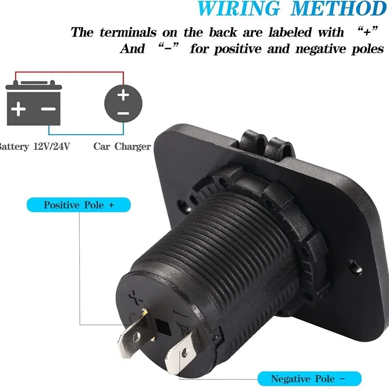 防水シガーライターソケット、12-24vオートバイ電源コンセント、取り付けブラケット付き