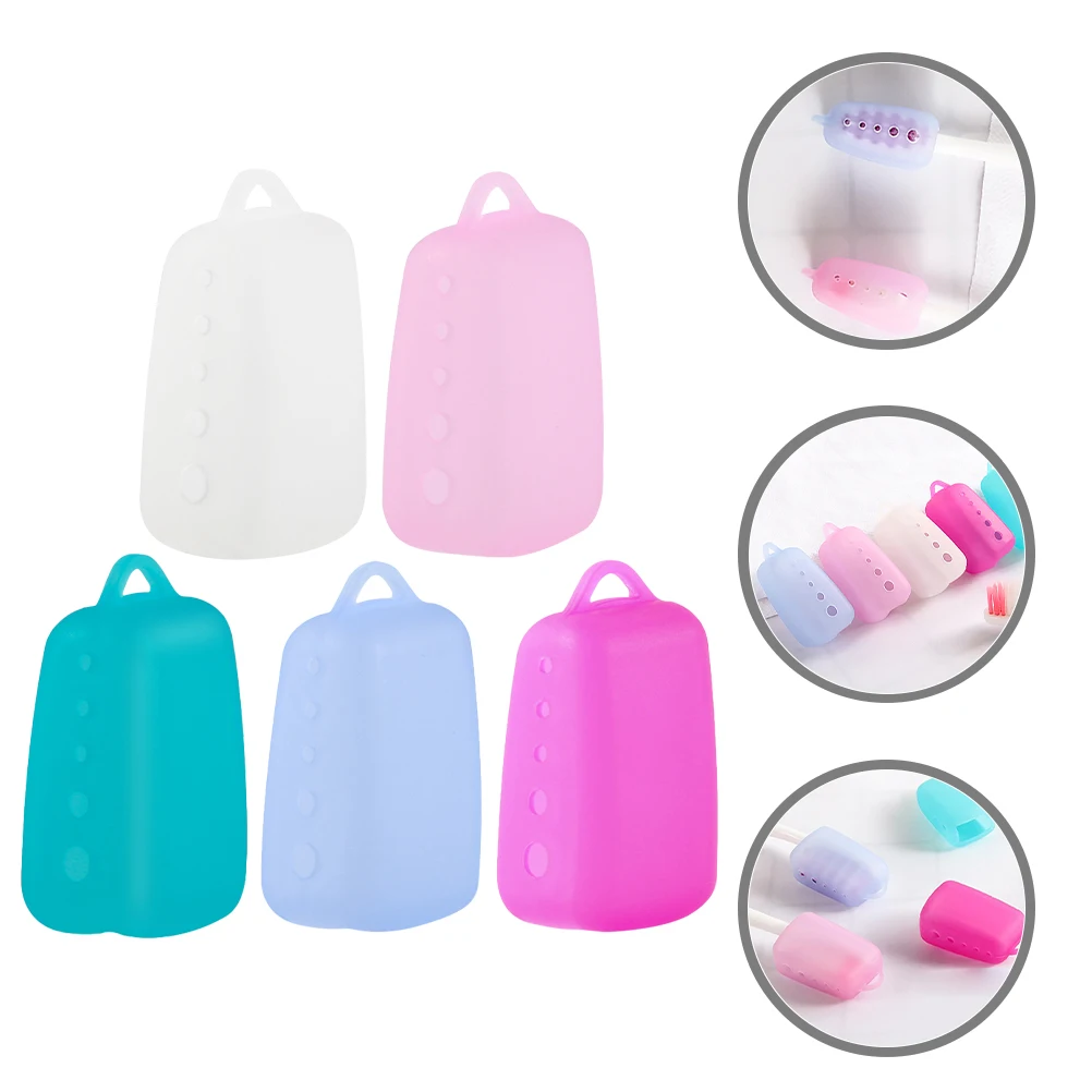 

5pcs Toothbrush Head Covers Dustproof Portable Protective Caps Travel Case Electric Silicone Holder Home Daily Supplies