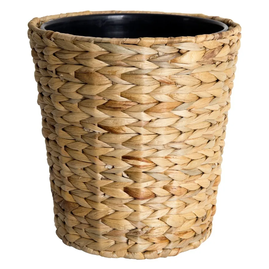 

Natural Finish Water Hyacinth Trash Can with Removable Liner, 1.8 Gallon