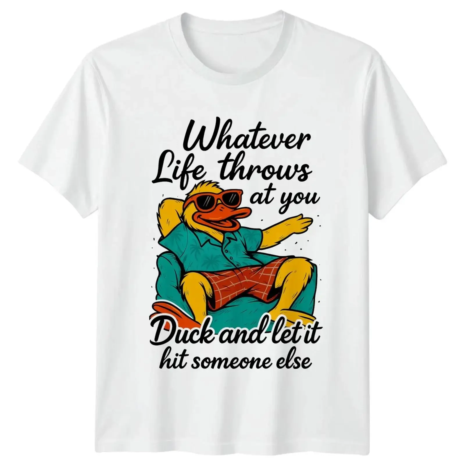 Whatever Life Throws At You T Shirt Duck Lover Animal Humor vintage Washed designer clothes Casual Soft Comfortable Stylish