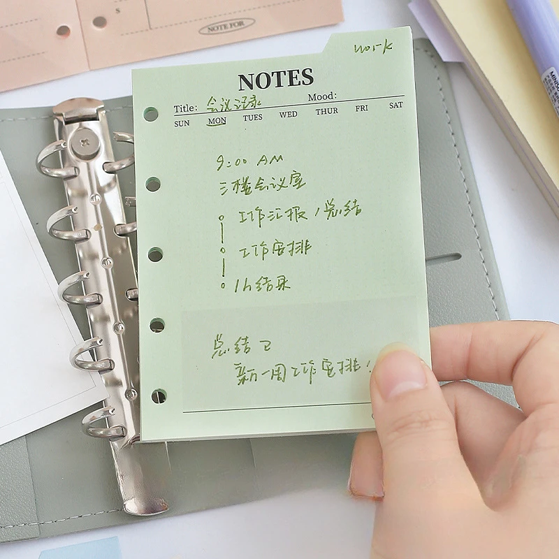 M5 5Holes 60Sheet  Loose Leaf Notebook Refill Loosening Index Memo Planning Series Simplified Alien Bookmark Memo Notes