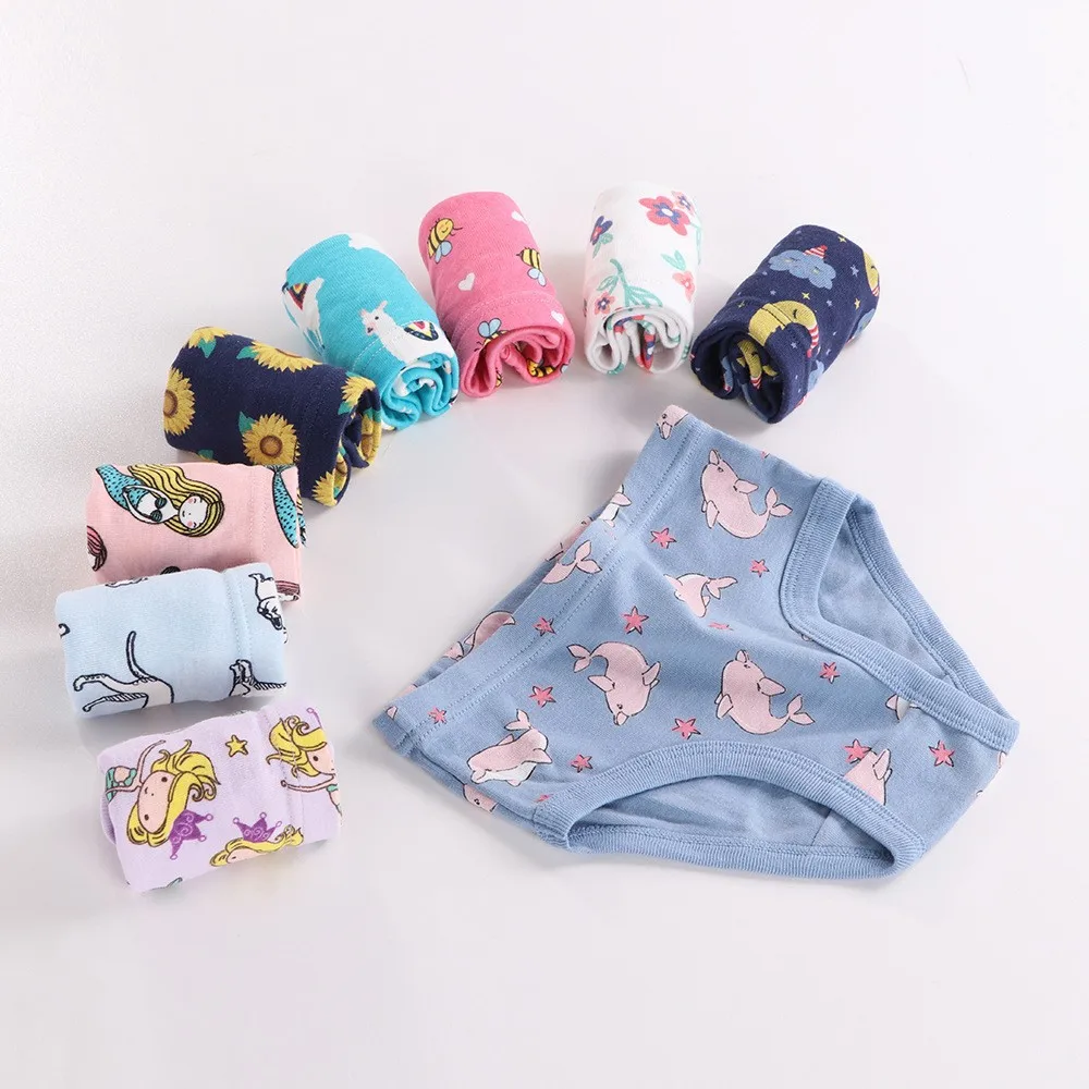 1/3/6/9 Pcs Children's Girls Panties 100% Cotton Soft Pretty Cartoon Unicorn Print Underwear For Girls Undies Boxer Breathable image 5