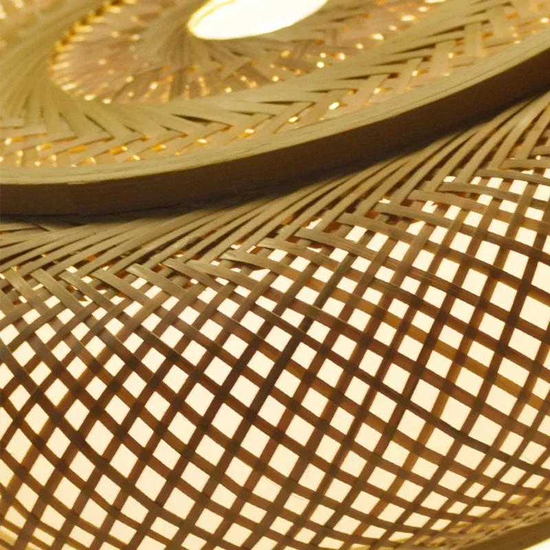 40 50 60 Rattan Wicker Ceiling Light Pendant Lamp Shade Home Room Decor Lustre Bamboo Wood Art Suspended Chandelier Luminaire