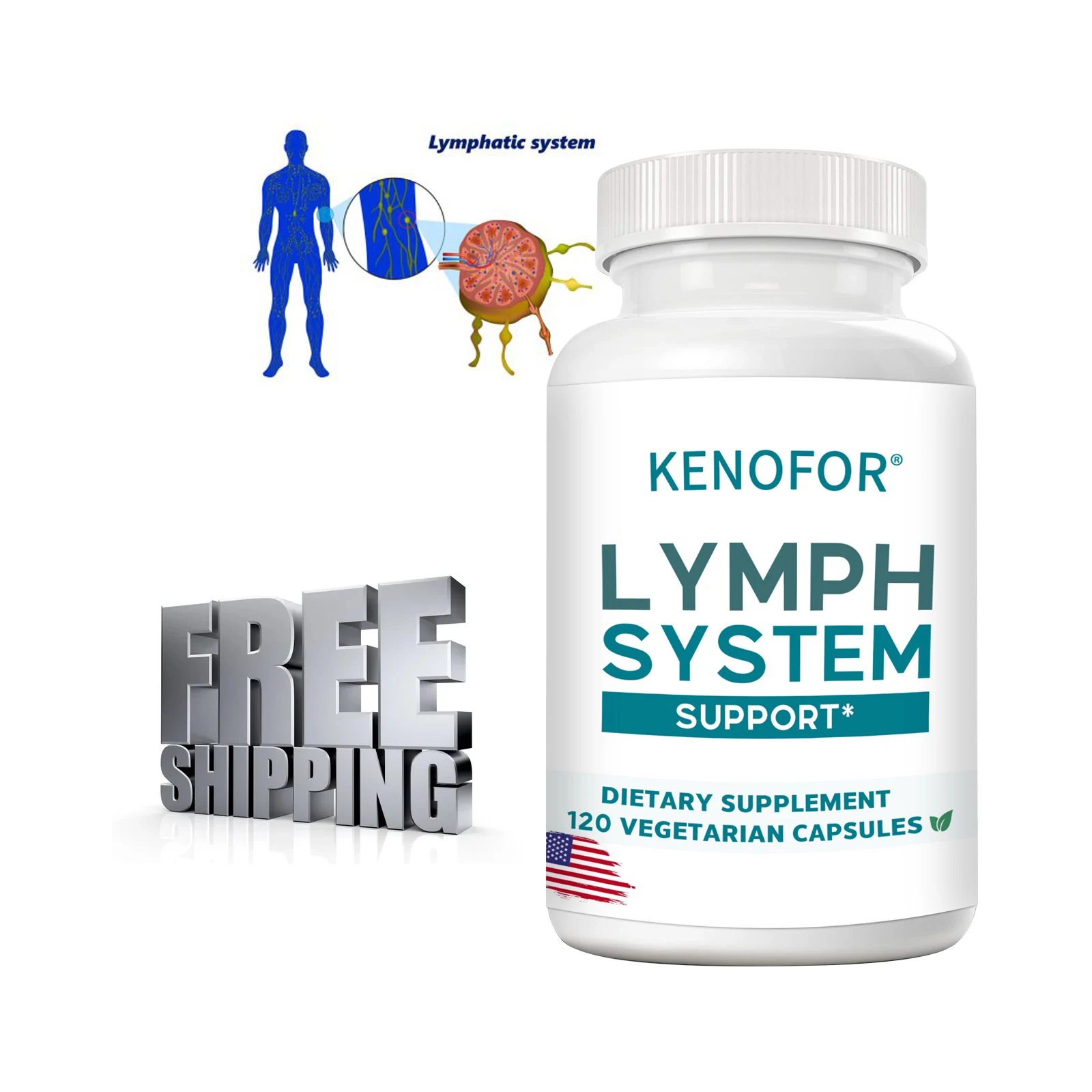 Lymphatic Supplement for Swelling, Lymphatic Support, 120 Capsules