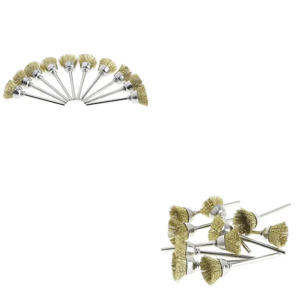 10Pcs 18mm Brass Wire Wheel Brushes For Grinder Rotary Tool Accessories Set