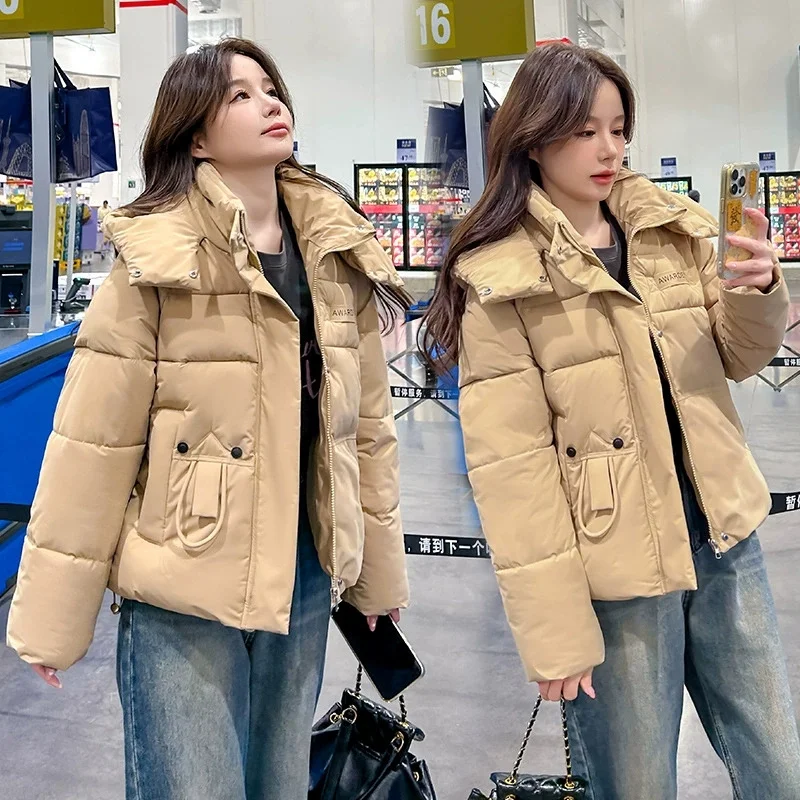 

2025 New Winter Hooded Down Cotton-Padded Jacket Women Loose All-Match Thicken Warm Parkas Short Coat Female Casual Ladies Tops