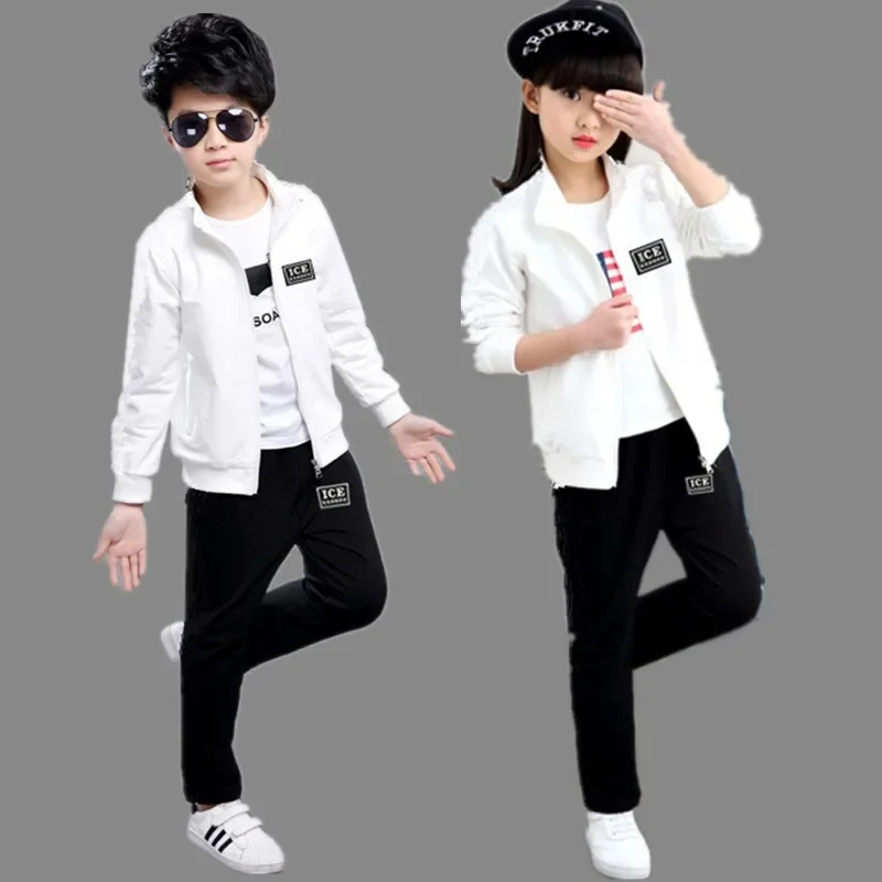 2023 teens autumn winter Girls boys Teenager tracksuit sport unsex zipper Coat Jacket + sportswear pants 5 6 7 8 9 10 11 year