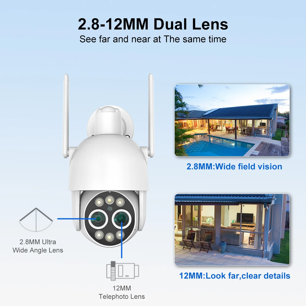 Imagem -04 - Misecu-câmera de Vigilância ao ar Livre 8mp 4k 28 Mais 12 mm Lente Dupla Wi-fi Zoom Híbrido 8x Ptz sem Fio ip Rastreamento Automático