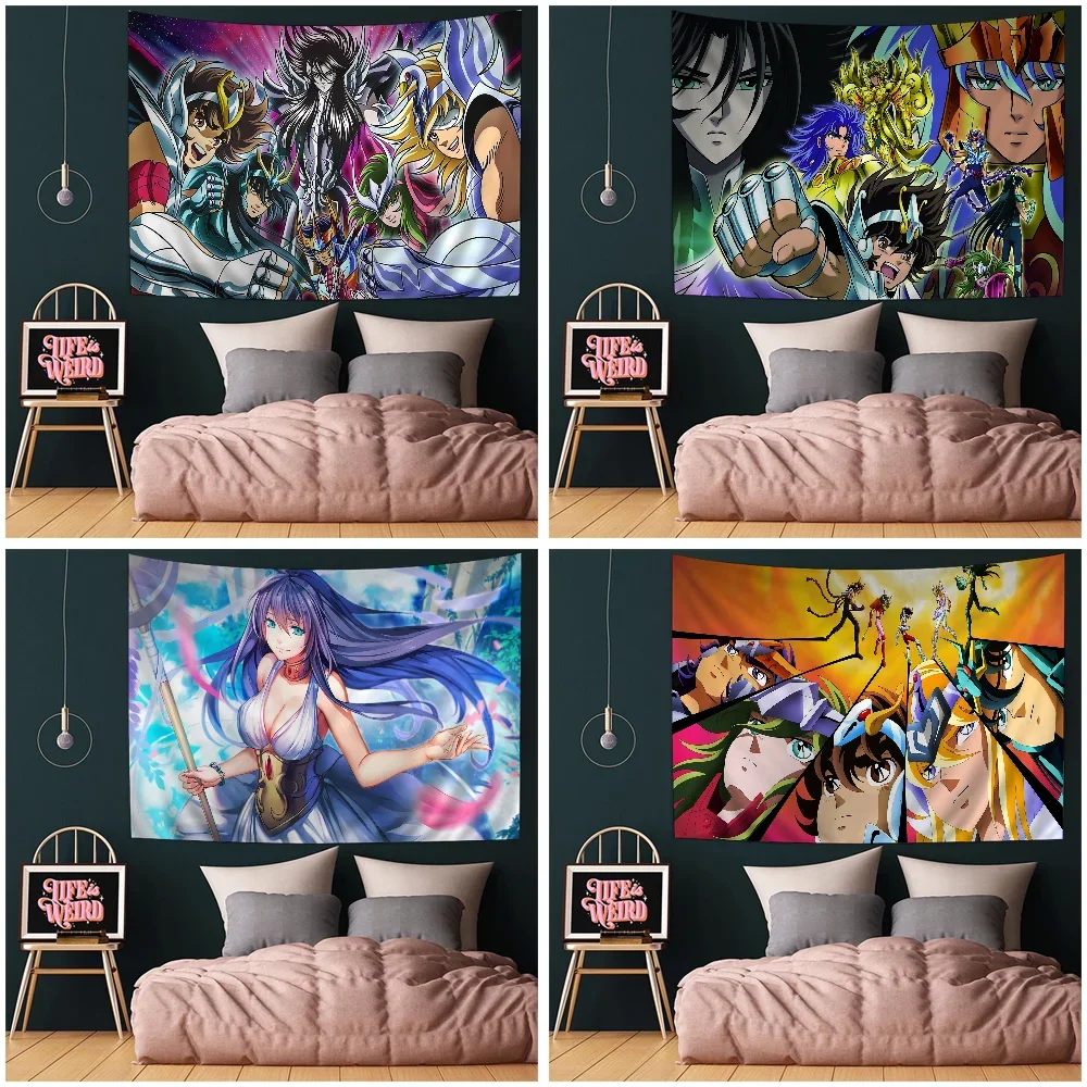 Saint Seiya Entrance Colorful Tapestry Wall Hanging Hippie Flower Wall Carpets Dorm Decor Wall Art Decor