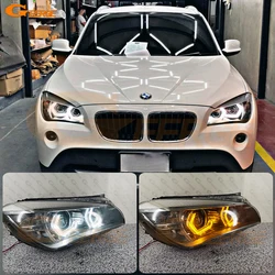 BMW X1 E84 2009-2015 제논 헤드라이트, 슈퍼 브라이트, 3D 육각형 M4 아이코닉 스타일 크리스탈 LED 천사 눈 헤일로 링 데이 라이트