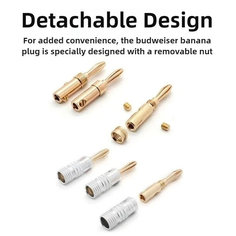 2PCS/4PCS Brass Loudspeaker Box Midcourse Fever Grade Fully Gilded with 4mm Banana Plug Solderless Horn Wire Plug