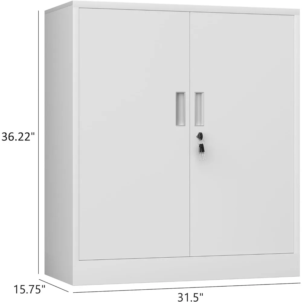 Metal Storage Cabinet with Locking Doors and 2 Adjustable Shelves, Small Lockable Storage Cabinet for Home Office Garage image 3