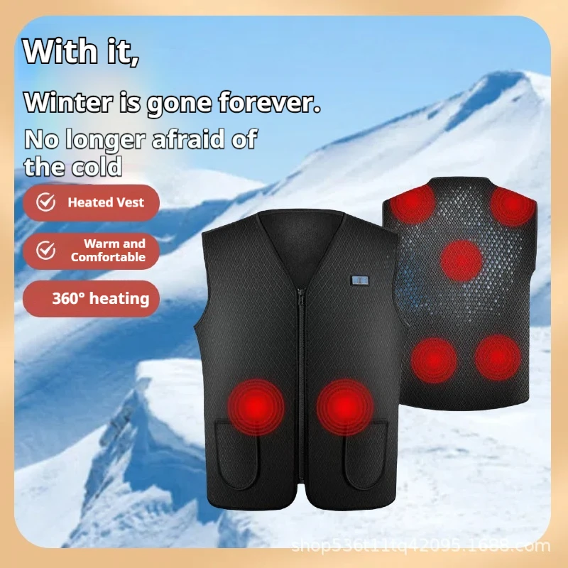 Heated Vest Men Women 7 Zone Smart Electric Heating Neoprene Dual Control Thermal Waistcoat