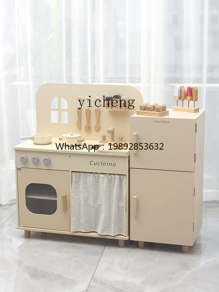 子供用キッチンハウス シミュレーションバーベキューテーブル 女の子用木製調理器具付きキッチン