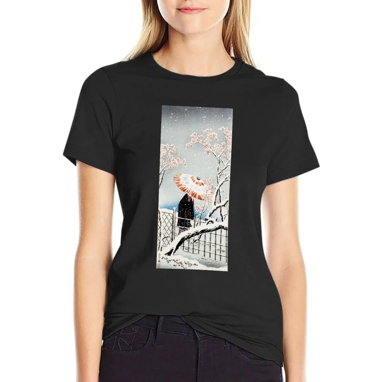 

Plum Tree in Snow - Japanese Art T-Shirt oversized summer tops summer top korean fashion graphic t-shirts for Women