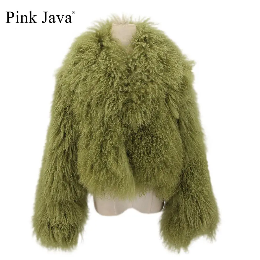 PINK JAVA QC23050-2 new arrival real  mongolia sheep fur jackets women winter fur coat wholesale hot sale