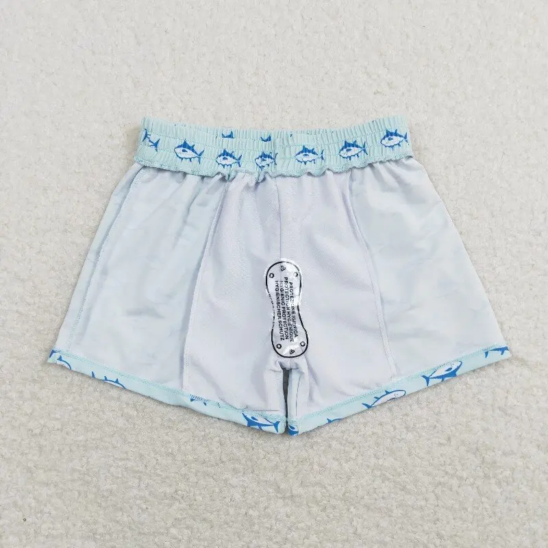 3.3 yan New rts baby summer boys beach shorts wholesale boutique blue shark light color boys swimming trunks