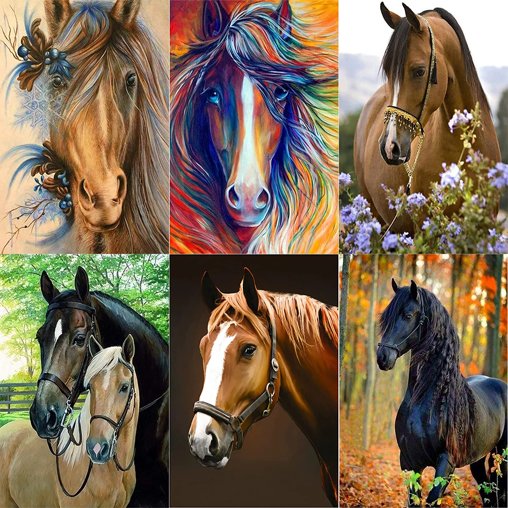 DIY Diamond Painting Horse Cross Stitch Diamond Embroidery Animal 5D Full Square Picture Rhinestones Mosaic Art Home Decoration