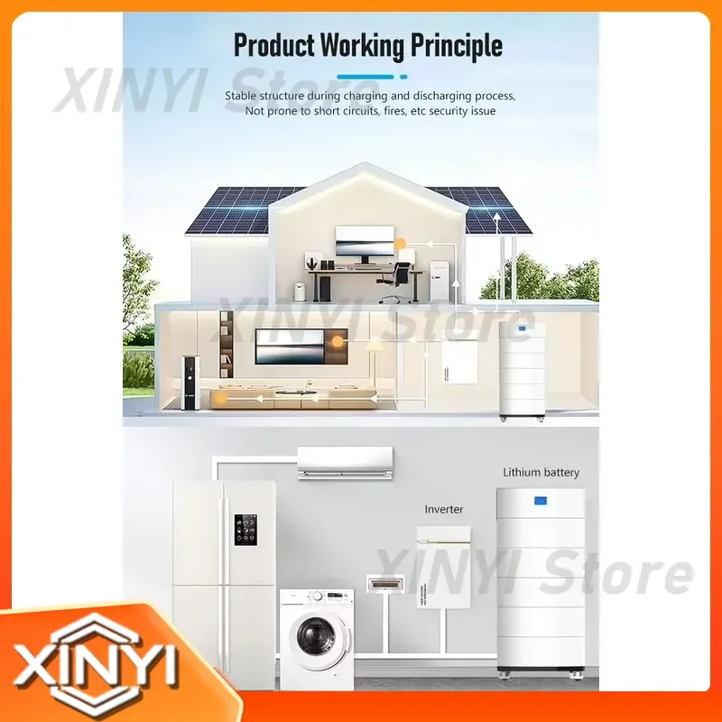 10.24kWh 5kW Hybrid Inverter Stackable All-in-One Residential Solar Storage System for Home Energy Storage