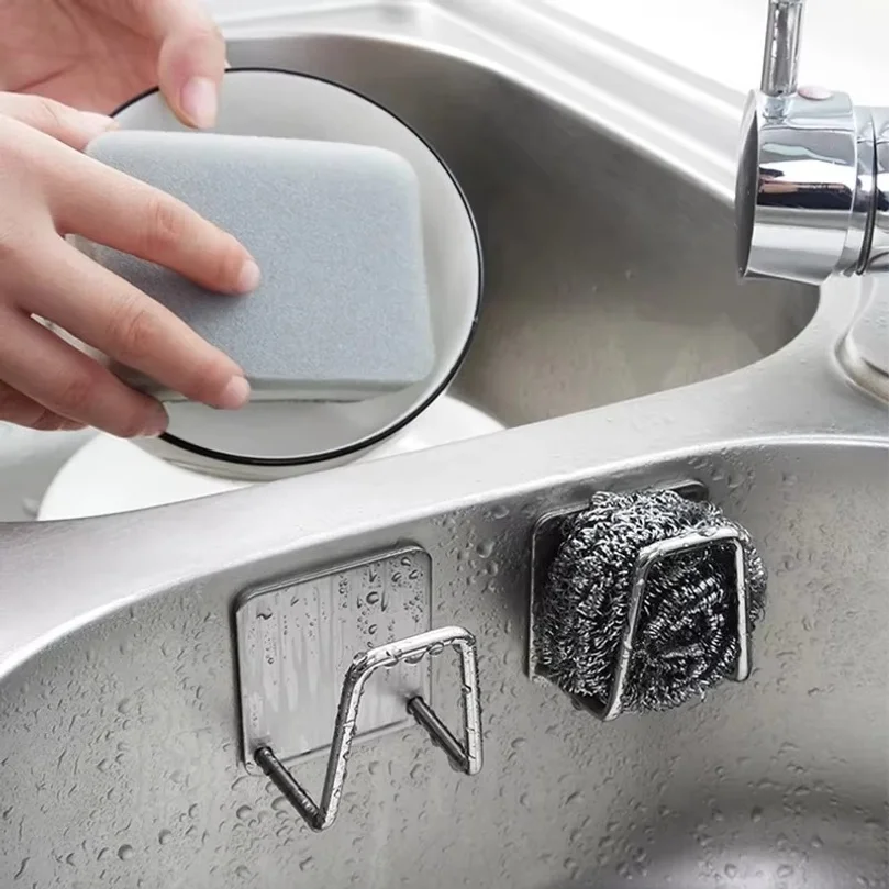 Stainless Steel Sink Sponge Rack For Sponge Steel Wire Ball Draining Paste The Inner Wall Of The Sink Kitchen Supplies