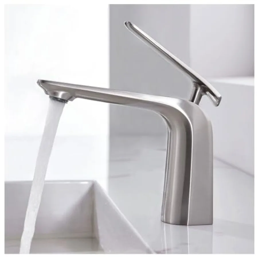 

Смеситель для ванной комнаты с одной ручкой, матовый никель, для раковины, современный, из латуни премиум-класса