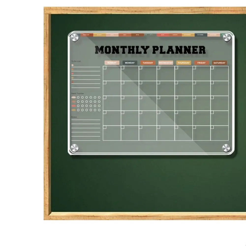 مخطط أسبوعي من الأكريليك المغناطيسي ثلاثي الأبعاد، مغناطيس ثلاجة شفاف، مذكرة تقويم شهرية قابلة لإعادة الاستخدام مع 5 علامات